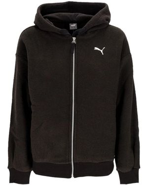 PUMA Hoodies & Sweatvesten ,Zwart ,Polyester Chenille Full-Zip Winter Hoodie Zwart