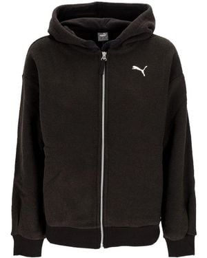 PUMA Hoodies & Sweatvesten ,Zwart ,Polyester Chenille Full-Zip Winter Hoodie Zwart