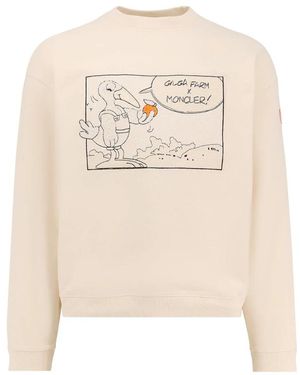 Moncler Weißer Pullover Mit Logo-Stickerei