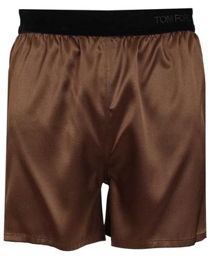 Tom Ford Stretch Silk Satin Pj Shorts - Bruin