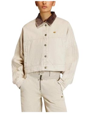 adidas Fitness ,Katoen Canvas Tracktop Jacket - Naturel