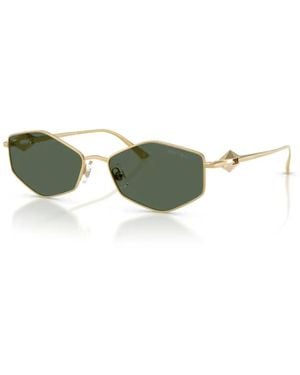 Jimmy Choo Sechseckige Metallsonnenbrille Grün Dunkel