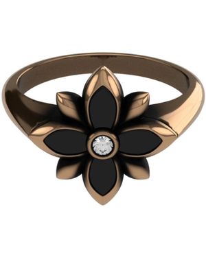 John Richmond Ring Met Bloemmotief - Zwart
