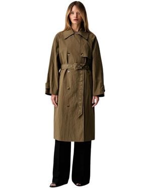 Michael Kors Übergroßer Trenchcoat Aus Gewaschener Baumwolle Und Nylon - Grün