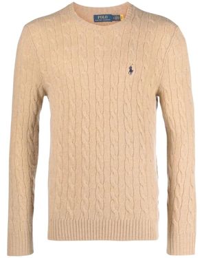 Polo Ralph Lauren Pullover Met Kabelsteek En Ronde Hals - Naturel