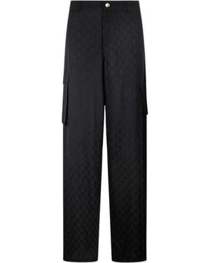 Roberto Cavalli Seiden-Cargohose Mit Monogramm Rc - Schwarz