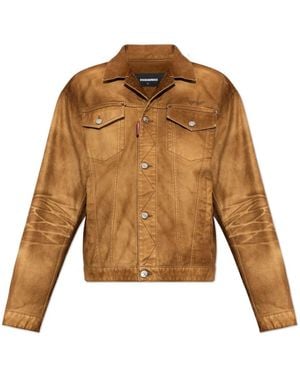 DSquared² Denim Jacket Met Geborduurd Logo - Bruin