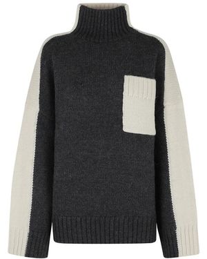 JW Anderson Truien & Vesten ,Grijs ,Twee-Tinten Patch Pocket Trui - Zwart