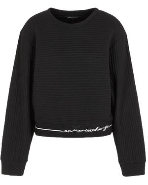 ARMANI EXCHANGE Truien & Vesten ,Zwart ,Katoen Gestreept Sweatshirt Met Capuchon