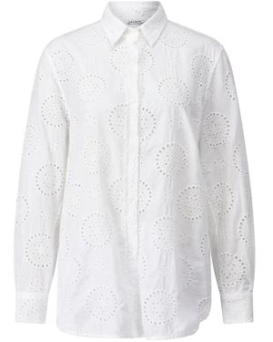 Caliban Overhemden ,Wit ,Katoen Elegante Eyelet Blouse