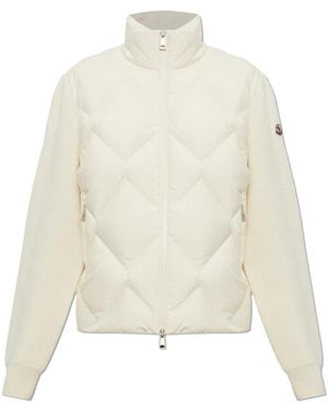 Moncler Cardigan Met Gewatteerd Voorpand - Wit
