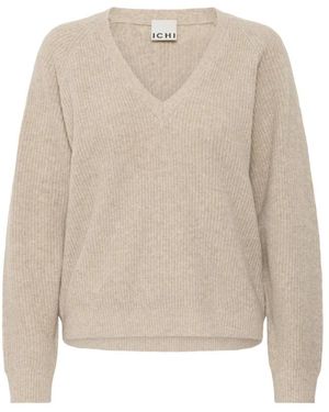 Ichi V-Neck Knitwear - Neutro
