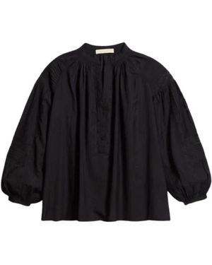 Vanessa Bruno Overhemden ,Zwart ,Katoen Romantische Nipoa Blouse Met Kant Details