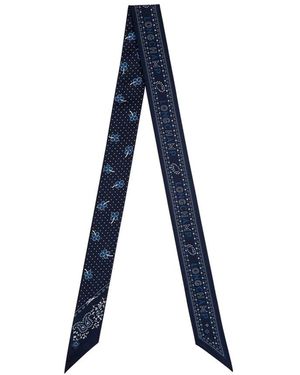 Longchamp Accessoires ,Blauw ,Blauwe Bandana Zijden Sjaal Vrouw