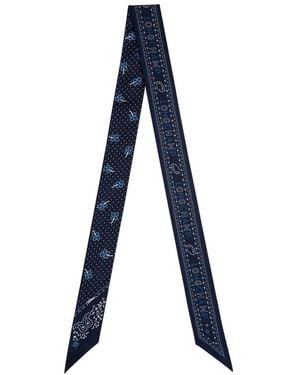 Longchamp Blauer Bandana Seidenschal Frau