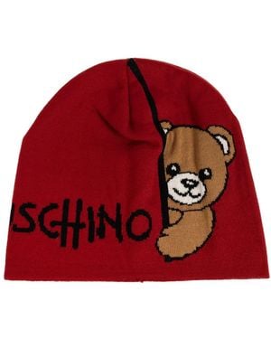 Moschino Accessoires ,Rood ,Wol Logo Beanie