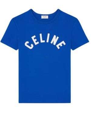 Celine Ribbed Cotton Jersey T-Shirt - Blauw