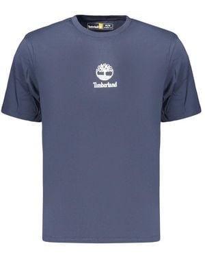 Timberland Tops ,Blauw ,Katoen T-Shirt Met Korte Mouwen En Kleine Logoprint