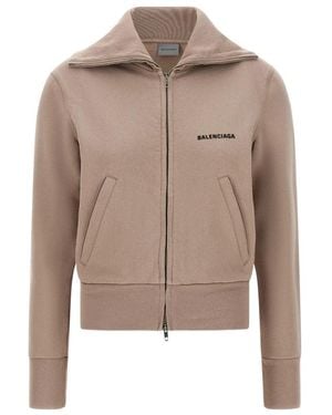 Balenciaga Hoodies & Sweatvesten ,Katoen Slim Zip Sweatshirt - Naturel