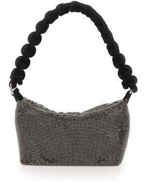 Kara Tassen ,Grijs ,Crystal Mesh Cobra Pouch Bag - Zwart