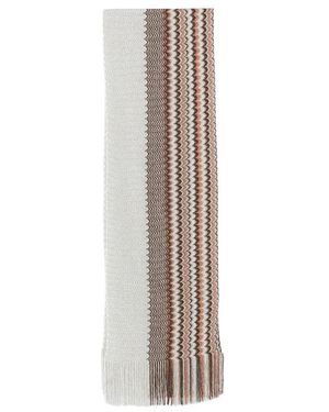 Missoni Accessoires ,Bruin ,Polyester Sjaal Met Gerafelde Rand - Naturel