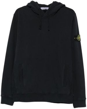 Stone Island Hoodies & Sweatvesten ,Blauw ,Katoen Hooded Pocket Hoodie - Zwart