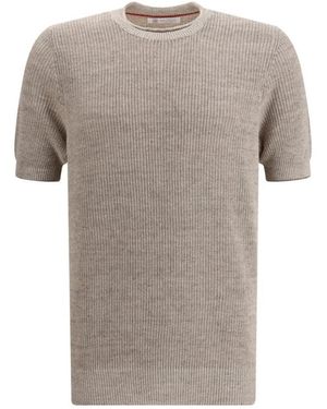Brunello Cucinelli Gebreid T-Shirt - Grijs