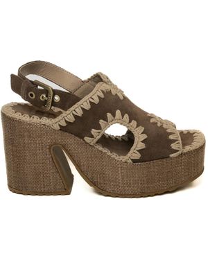 Mou Raffia Plateau-Sandaletten - Braun