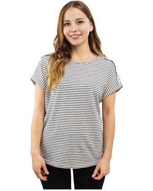 EA7 Tops ,Blauw ,Katoen Witte Katoenen T-Shirt Ronde Hals - Grijs