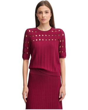 DKNY Pullover Mit Rundhalsausschnitt Und Rippstrick - Rot