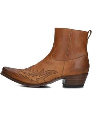 Sendra Braune Leder-Cowboystiefel Mit Flammenmuster