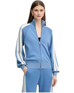 Pinko Truien & Vesten ,Blauw ,Nylon Cardigan Met Metallic Draad