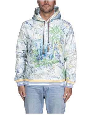 Etro Hoodies & Sweatvesten ,Veelkleurig ,Blauwe Bloemenprint Sweatshirt