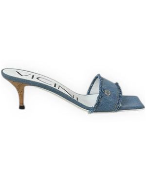 Vicini Heeled Mules - Bleu