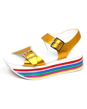 Hogan Gelbe Keilsandalette Mit Schnallendetail - Blau