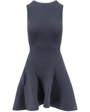 Alaïa Kleedjes ,Grijs ,Wol Ribbed Skater Dress - Blauw