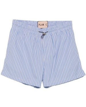 Plan C Gestreifte Shorts Mit Kordelzug - Blau