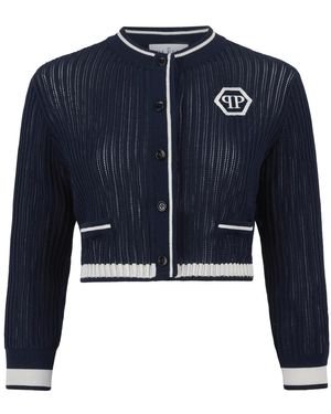 Philipp Plein Gestrickte Strickjacke Hexagon Hexagon - Blau