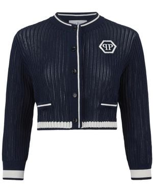Philipp Plein Gebreid Vest Hexagon Hexagon - Blauw