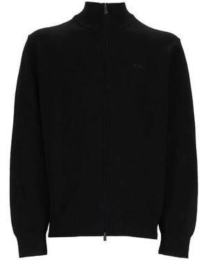 BOSS Pullover Mit Stehkragen Und Durchgehendem Reißverschluss - Schwarz