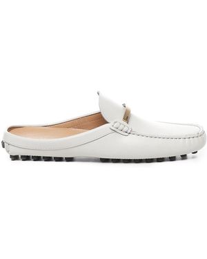 Tod's Schoenen ,Wit ,Leer Witte Platte Schoenen Met Metalen Staaf