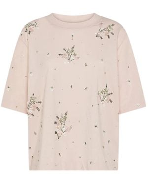 Seventy Crew-Neck Geborduurd Jersey T-Shirt - Naturel