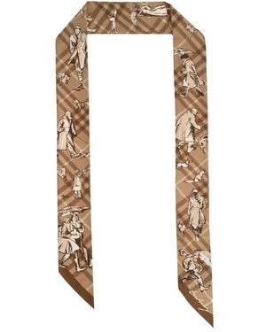 Burberry Accessoires ,Leer Skinny Check Mates Zijden Sjaal - Metallic
