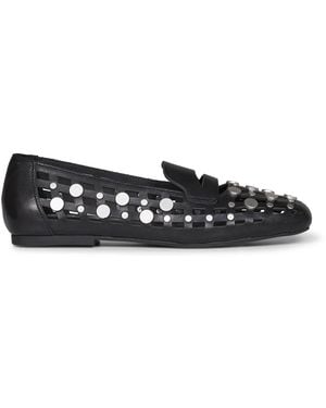 Ash Bali Square Toe Open Weave Studded Loafer - Schwarz
