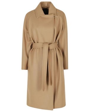 Fay Jassen ,Bruin ,Wol Leren Vestjas - Naturel