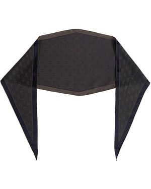 Ferragamo Accessoires ,Bruin ,Wol Asymmetrische Monogram Sjaal - Zwart