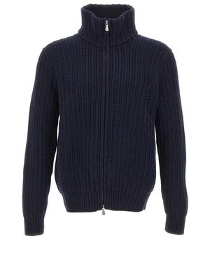 Gran Sasso Truien & Vesten ,Blauw ,Wol Volledige Ritssluiting Cardigan