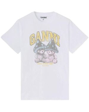 Ganni Tops ,Wit ,Nylon T-Shirt