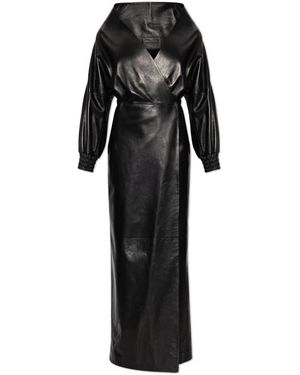 Balenciaga Lange Leren Jurk - Zwart