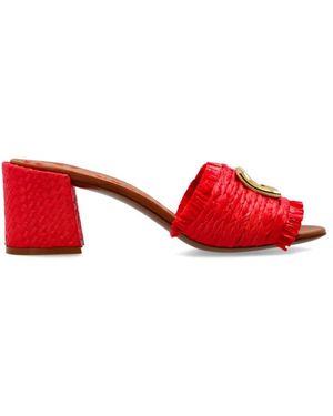 Dolce & Gabbana Schoenen ,Rood ,Leer Raffia Mules